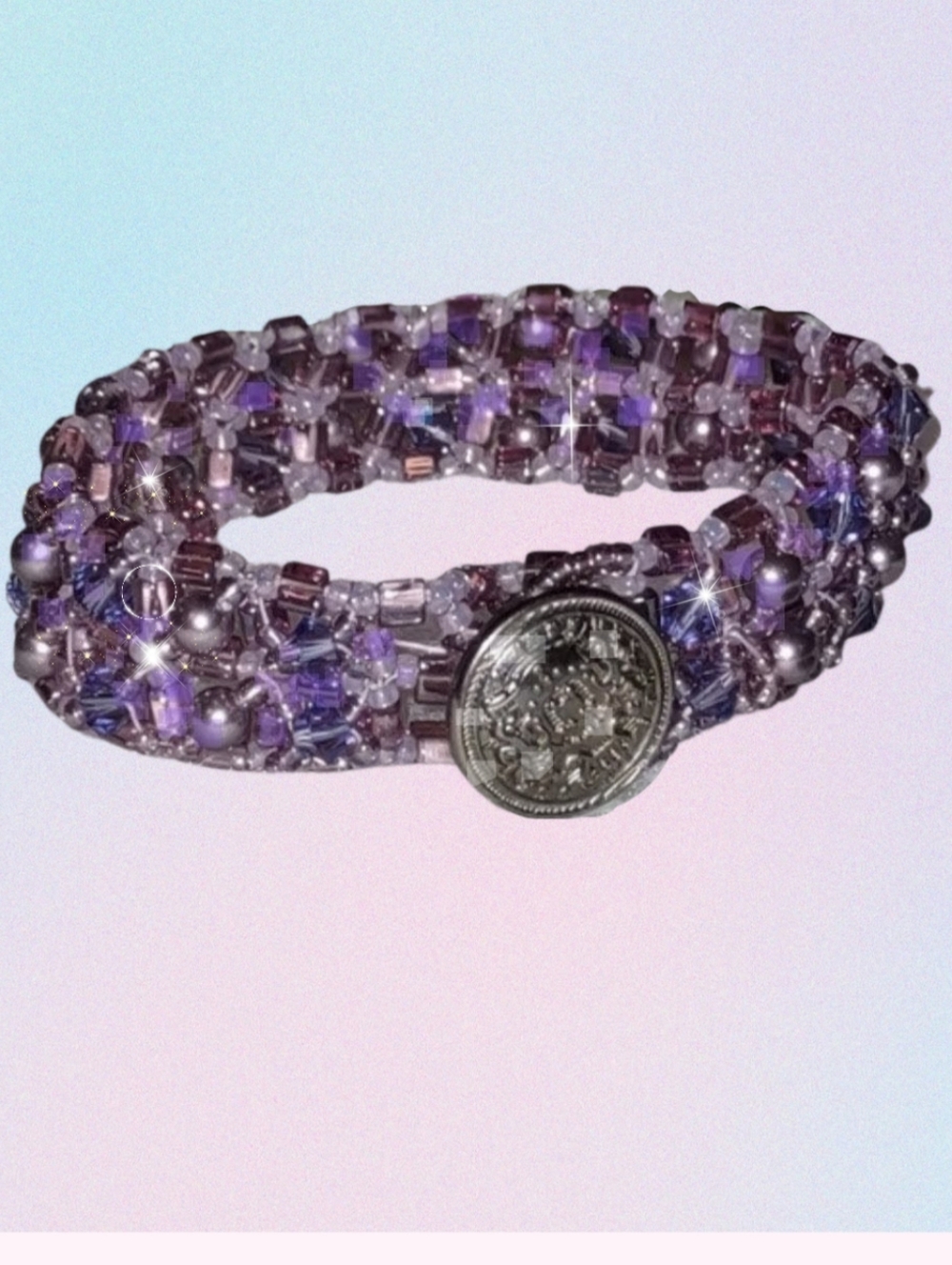 Woven Plum Colored Beaded Petite Bracelet